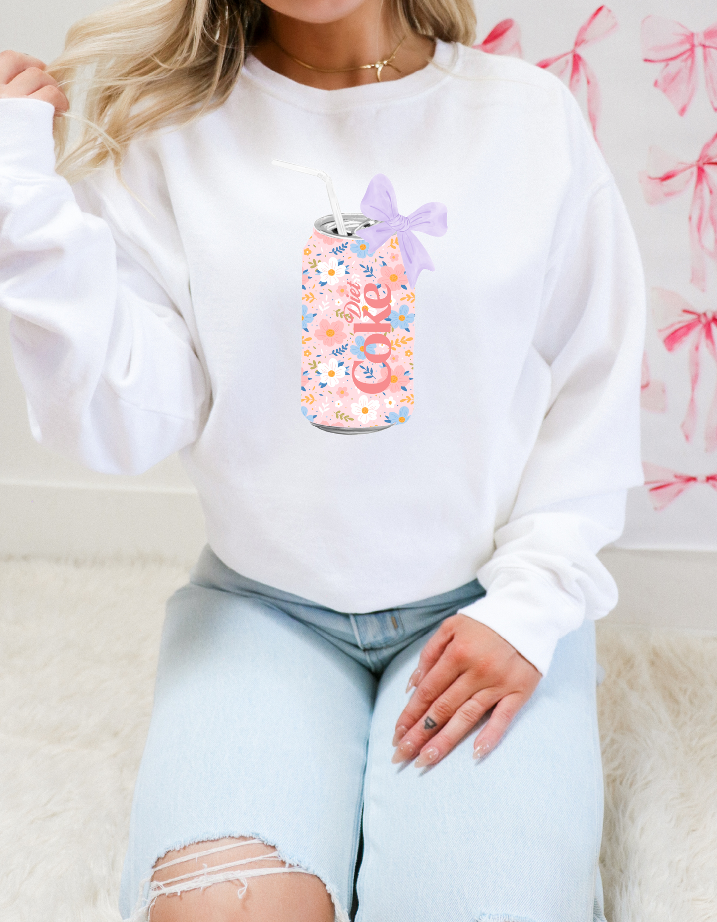 Floral and Bows Diet Coke Sweatshirt