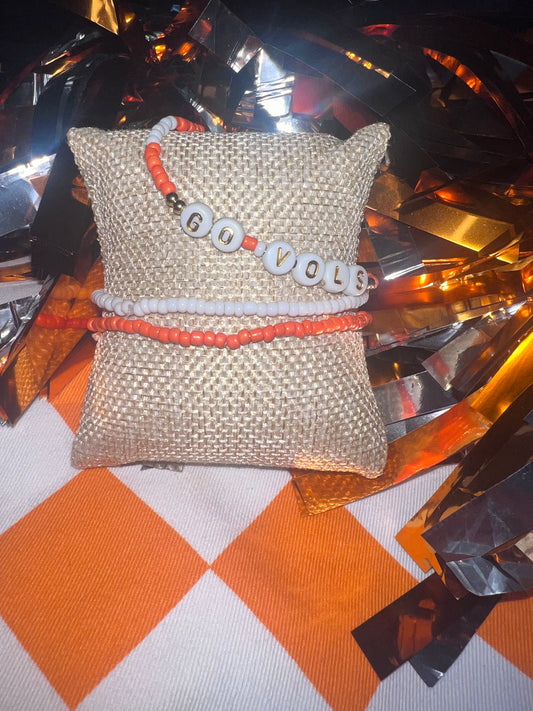 Go Vols Seed Bead Bracelet Trio